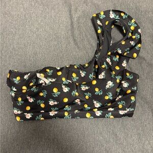 Lemon One-Shoulder Bikini Top with Ruffle